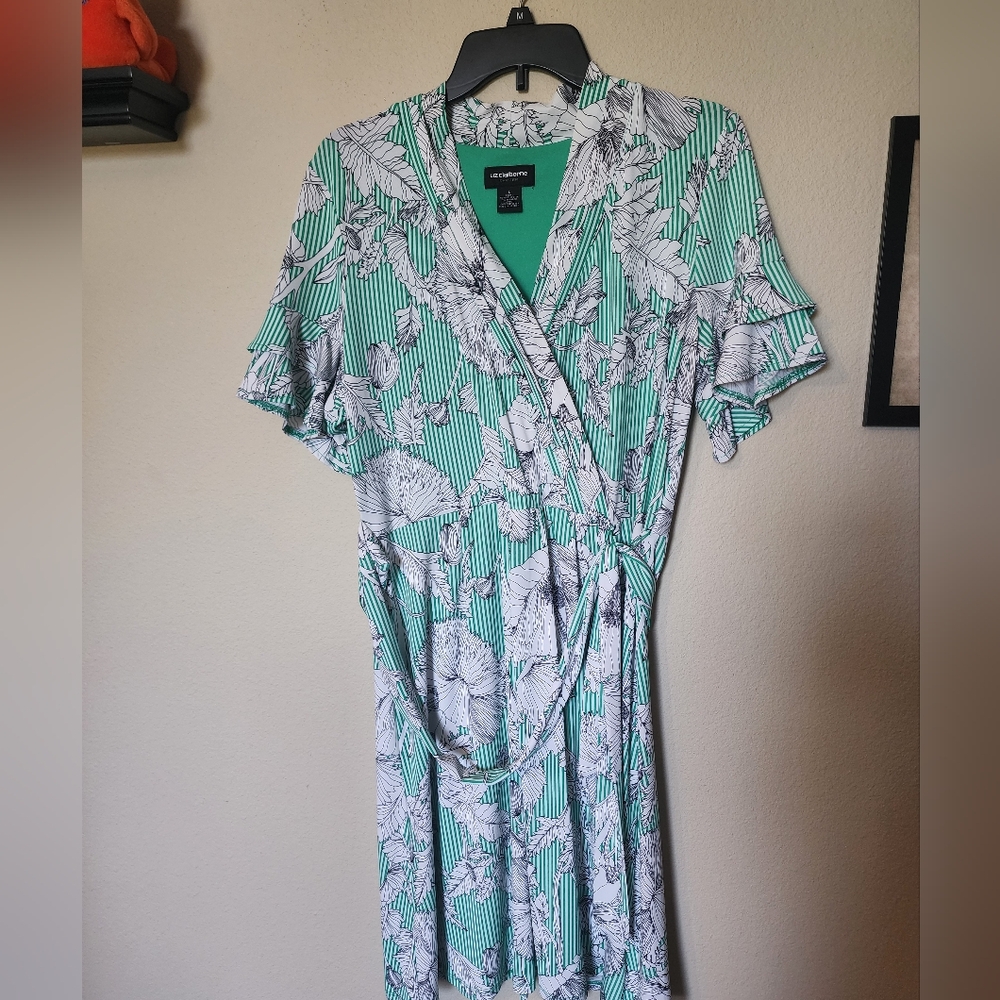 Liz Claiborne Womens Dress Fit & Flare Faux Wrap Dress